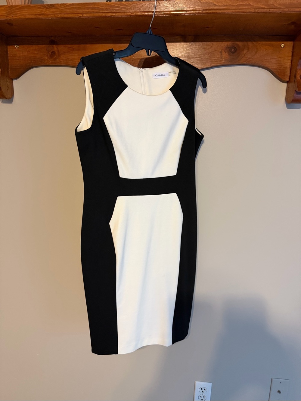 Calvin Klein Black and White Geometric Panel Mini Dress